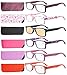 Eyekepper 6-Pack Spring Hinges Patterned Rectangular Reading Glasses Include Computer Readers Women +1.5