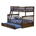 Columbia Twin/Full Bunk Bed with Trundle Bed - Antique Walnut