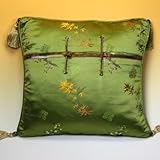 IMAGE OF Chinese Green Silk Brocade Decorative Pillow