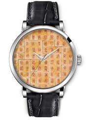 SPRAWL Aanalog Fashion Series Silver Ladies Watches of Genuine Black Leather Strap,Unique Wrist Watch for Women Girls Designed with Ancient Chinese Characters