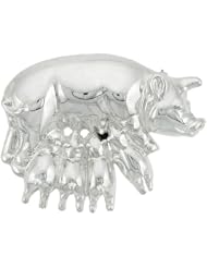 Sterling Silver Pig Litter Brooch Pin, 1 7/16 inch wide