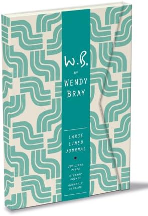 Sea Blue Art Deco Wrap Journal with Magnetic Closure By Wendy Bray