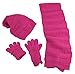 N'Ice Caps Big Girls 8-12 Years Solid Cable Knit Hat/Scarf/Glove Accessory Set