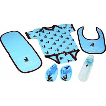 Set A Shopping Price Drop Alert For River's Edge 5-Piece Baby Onsey, Bib, Pad, Booties, and Bottle Combo Pack, Handsome Western Boy Design