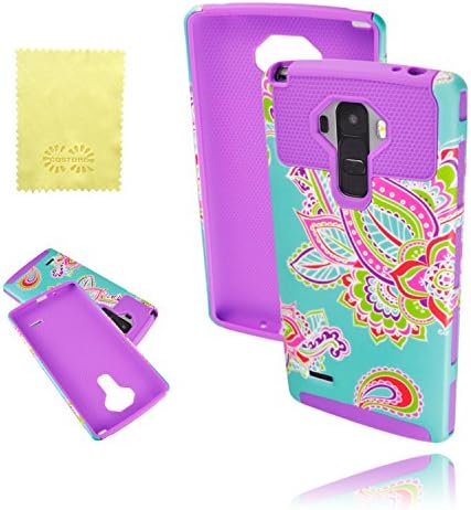 LG G Stylus Case, CQSTORE(TM) Paisley Flower Slim Fit Hybrid Case for LG G Stylo/LS770, Cashew Blossom Armor Plastic &amp; Soft TPU Dual-Layer Case Cover(Purple)