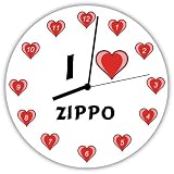 Hardboard Wall Clock with I Love Zippo