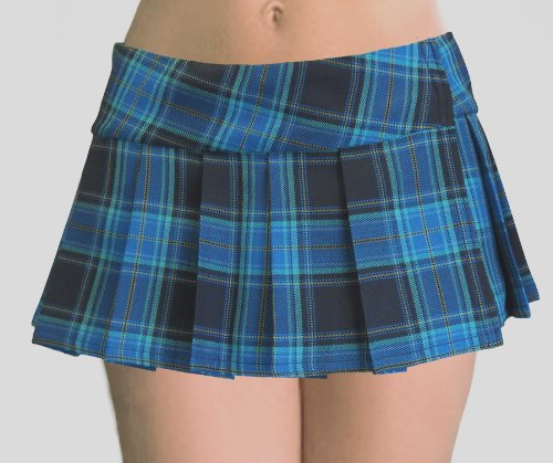 Blue Schoolgirl Tartan Plaid Pleated Micro Mini Skirt Seacliff