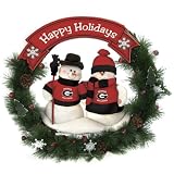 Georgia Bulldogs UGA Christmas Snowman Holiday Wreath