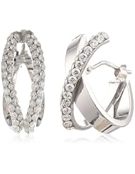 14k Italian Gold and White Cubic Zirconia Criss-Cross Earrings