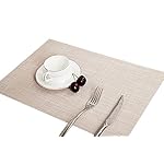 Miya ４枚セット 高品質 和風　 ランチョンマット プレースマット テーブルマット 撥水 防汚 丸洗い お手入れ 簡単 滑り止め 摩擦 耐える 断熱 飾り 食卓 上品 雰囲気 PVC製 大人 子供 対応 家庭　レストラン 用 (クリーム)