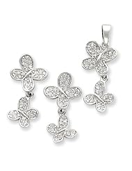 Sterlingsilver Cz Butterfly Pendent & Earring Set