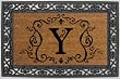 Monogram Coir Doormat Insert with Rubber Base Frame - Y