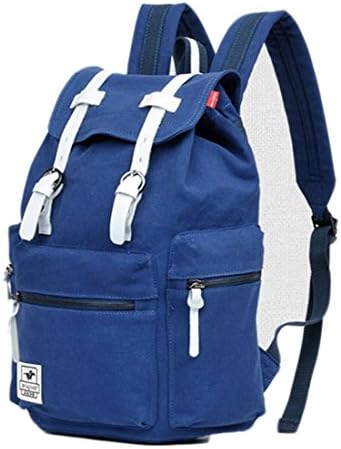 Brilliant Shop Teenager Girls Boys Casual Daypack Canvas Leather Travel Hiking Backpacks Campus School College Bookbag Shoulder Bag Tablet Backpack --Sapphire