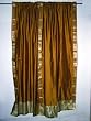 2 Art Silk Sari Curtains Panels Buttercup Rod Pocket Golden Border 84"