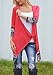 Relipop Women Winter Long Sleeve Irregular Printing Stitching Cardigan Jacket (X-Large, Red)