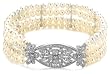 Sterling Silver Cubic Zirconia and Freshwater Cultured Pearl Stretch Bracelet, 6.25"
