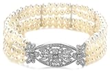 Sterling Silver Cubic Zirconia & Freshwater Cultured Pearl Stretch Bracelet, 6.25