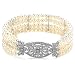 Sterling Silver Cubic Zirconia and Freshwater Cultured Pearl Stretch Bracelet, 6.25"