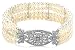 Sterling Silver Cubic Zirconia and Freshwater Cultured Pearl Stretch Bracelet, 6.25"