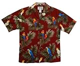 HAWAIIAN MEN'S MACAW FOREST SHIRT, S, RED