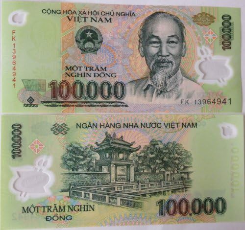 100,000 Vietnam Dong Banknote Uncirculated Currency Bank Note