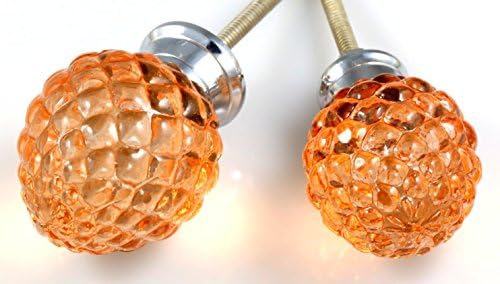 SET OF 4 Cystal Glass Knobs - Pineapple Amber large