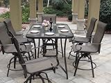 7pc Santa Monica Outdoor Swivel Sling Patio Bar Dining Set