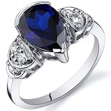 Tear Drop 2.50 carats Blue Sapphire Solitaire Engagement Ring in Sterling Silver Available in Size 5 thru 9