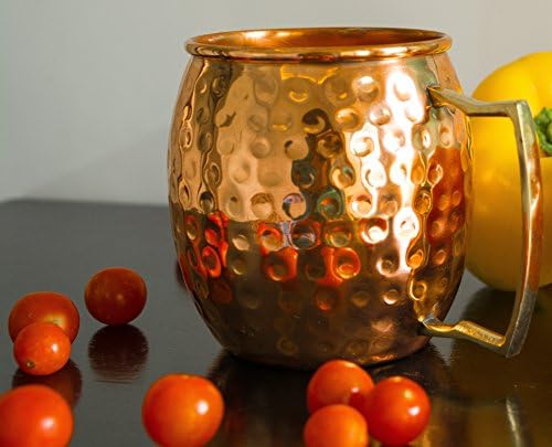 Skywheel Original Pure Copper Moscow Mule Mugs-16 Ounces- Unlined, No Nickel Interior, Handcrafted & Hammered Copper Cups-with Cocktail Recipe E-book
