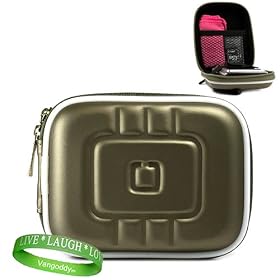 Eva Gun Metal point and shoot digital camera case with Reinforced Zipper and Unique Extra Thick Design to fit all modles of your Canon Powershot A800, A810, A1200, A1300, A2200, A2300, A2400 IS, A3300, A3400, A4000 and Small Canon Accessories + Green Vangoddy Bracelet!!!