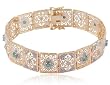 Gold Over Sterling Silver Round-Cut Emerald and Diamond Accent Royal Indian Bracelet