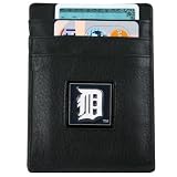 Detroit Tigers Black Leather Money Clip and Business Card Holder