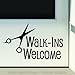 WALK-INS WELCOME Hair Salon Barber Shop Store Front Door Sign Vinyl Decal Sticker BLACK