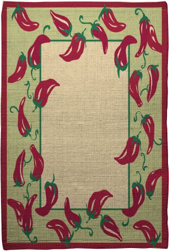 Extra Weave Chili Peppers 2-by-3-Foot Printed Jute Rug, Latex Backing
