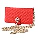Galaxy S4 Case,OMIU(TM)Luxury Fashion Camellia Pendant Rhombus Handbag Metal Chain Style Superior Soft PU Leather Grid Purse Wallet Case Cover For Samsung Galaxy S4 i9500(Red),Sent Screen Protector+Stylus+Cleaning Cloth