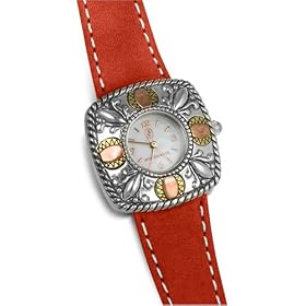 Sterling, Copper, Brass & Salmon Colored Band Watch