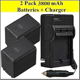 Panasonic SDR-S50 SDR-S70 Camcorder Battery & Battery Charger Kit Includes Qty 2 VW-VBK360 Batteries + AC/DC Battery Charger + LCD Screen Protectors + Micro Fiber Cleaning Cloth