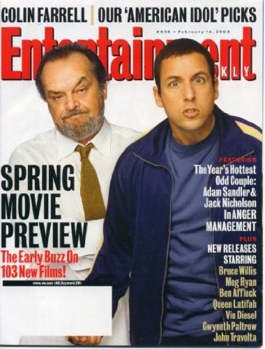 Entertainment Weekly February 14 2003 Jack Nicholson & Adam Sandler in Anger Management, Colin Ferrell, American Idol