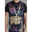 Designer of Ed Hardy, Christian Audigier "F* Rich" Men's All 0ver Multi Rhinestone Tee - Black