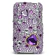 Silver with Purple Heart Jewel Pearl Full Diamond Rhinestone Snap on Hard Ski...