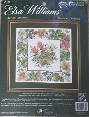 Elsa Williams Counted Cross Stitch Kit - Autumn Chickadees