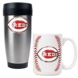 Cincinnati Reds MLB Stainless Steel Travel Tumbler & Game ball Ceramic Mug Set - Primary Logo