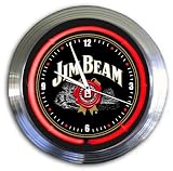Jim Beam 14in. Neon Clock, Black Face
