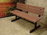 Engineered Plastic Systems ICPB6 6 ft Park Benchin Redwood - with 3 Powder Coated Pipe Legs