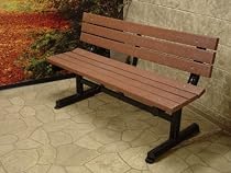 Engineered Plastic Systems ICPB6 6 ft Park Benchin Redwood - with 3 Powder Coated Pipe Legs
