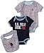 U.S. POLO ASSN. Baby-Boys Newborn Two Pack Printed Onsie Bib Set, Navy/White, 3-6 Months