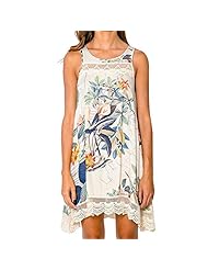 Sexy Floral Print Chiffon Lace Sleeveless Mini Dress 