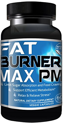 Fat Burner Max PM - Best Night Time Fat Burner For Women, Vegan Friendly Weight Loss Supplements, 100% Natural Diet Pills That Work| 60 Capsules 1 Month Supply