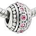 Pugster Pink Crystal Bead Charm Pandora Charms Compatible