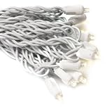 GKI/Bethlehem Lighting Indoor/Outdoor 50-Lamp 5mm Wide-Angle LED Lighting Set, Warm White, White Cord